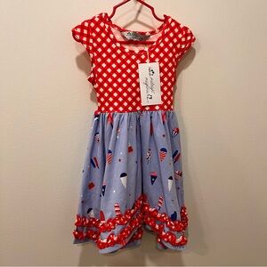 Midnight Magnolia 3T Dress Patriotic NEW July Red White Ice Cream Girls Twirl